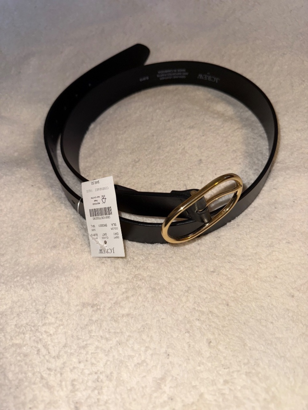 Crew Women’s Genuine Leather Belt in Black, M/L, Oval Bucket Leather Belt, NWT - Picture 4 of 6